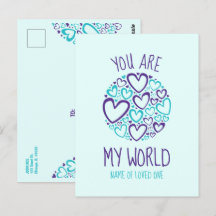 You Are My World Blue Purple Hearts for Loved One