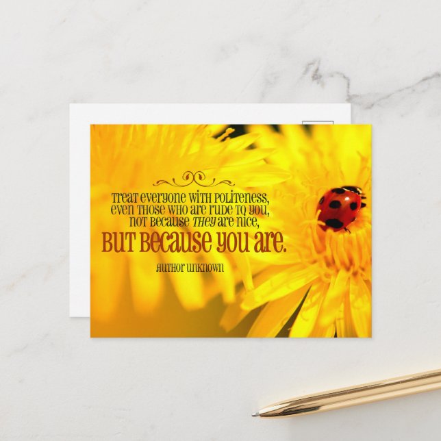 "You are nice" Inspirational Quote Postcard (Front/Back In Situ)
