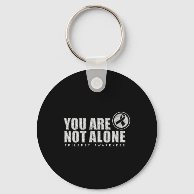 You Are Not Alone Wear Purple Day Epilepsy Awarene Keychain (Front)