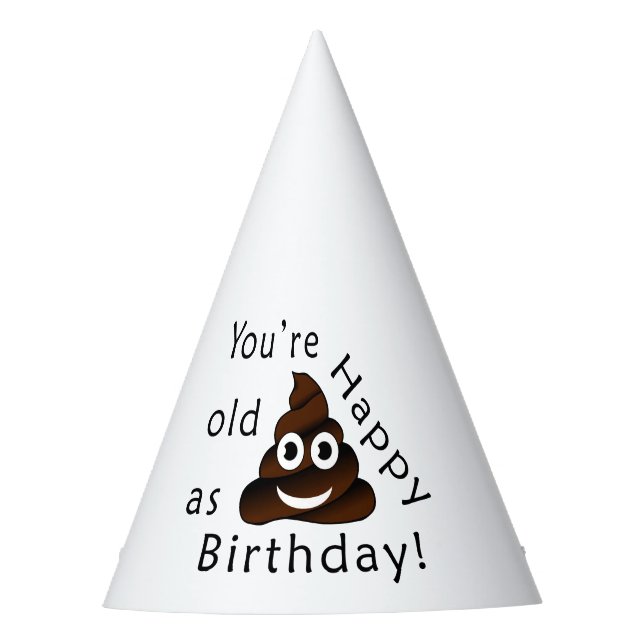 You are old as...Happy Birthday | funny poop emoji Party Hat (Front)