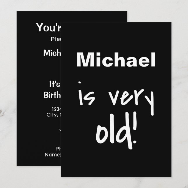 You are Old Black 40th Birthday Party Invitation (Front/Back)