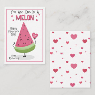 You Are One In A Melon Valentine's Classroom Card