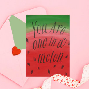 You Are One In A Melon Watermelon Class Valentine Invitation