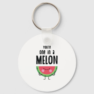 You Are One In a Melon Watermelon Fruit Pun Keychain