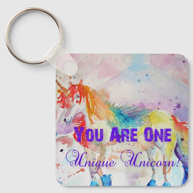 You Are One Unique Unicorn! Postcard ladies Girls Keychain (Front)