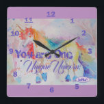 You Are One Unique Unicorn! Rainbow Girls Clock<br><div class="desc">You Are One Unique Unicorn! Rainbow Girls Clock. For all those young at heart a lovely unicorn card,  using one of my original watercolors. Add a little magic to your life!</div>