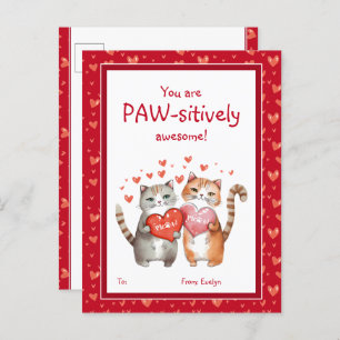 You Are Pawsitively Awesome Classroom Valentine's Postcard