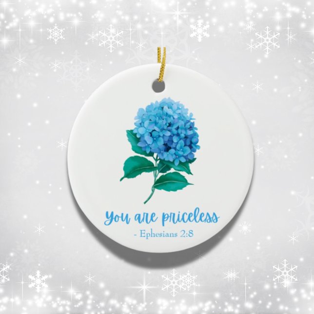 You Are Priceless Christian Faith Scripture Floral Ceramic Ornament ( A beautiful ornament with a cherished Bible verse - perfect for adding faith and joy to your tree.)