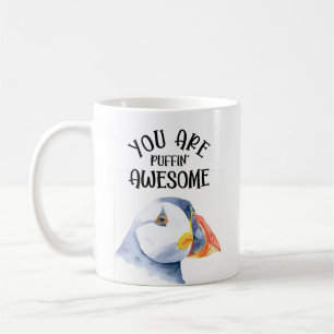 you are puffin awesome Christmas bird watercolor Coffee Mug