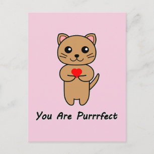 You Are Purrrfect - Pink Background (Vertical) Postcard