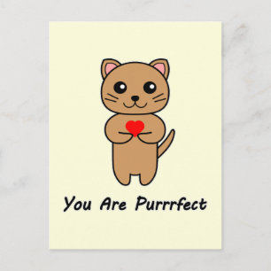 You Are Purrrfect - Yellow Background (Vertical) Postcard