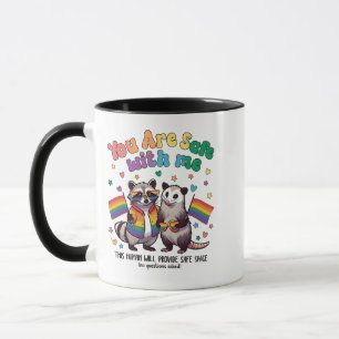 You Are Safe With Me LGBT Raccoon Animal  Mug
