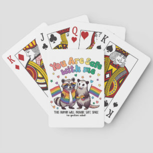 You Are Safe With Me LGBT Raccoon Animal  Playing Cards