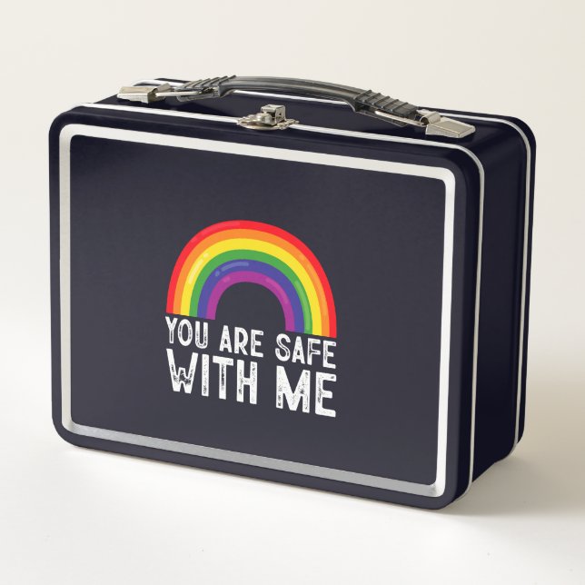 You Are Safe With Me LGBTQ Pride Month Rainbow  Metal Lunch Box (Front)
