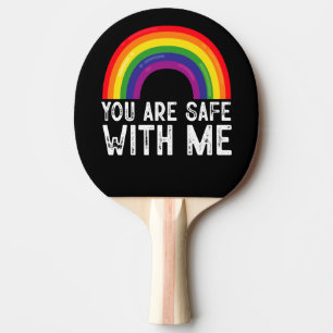 You Are Safe With Me LGBTQ Pride Month Rainbow  Ping Pong Paddle