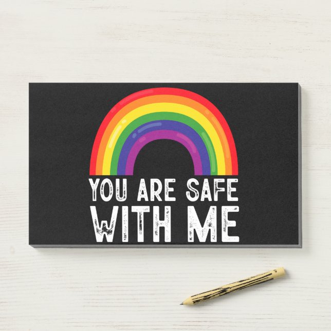 You Are Safe With Me LGBTQ Pride Month Rainbow  Post-it Notes (On Desk)