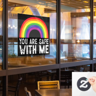You Are Safe With Me LGBTQ Pride Month Rainbow  Window Cling
