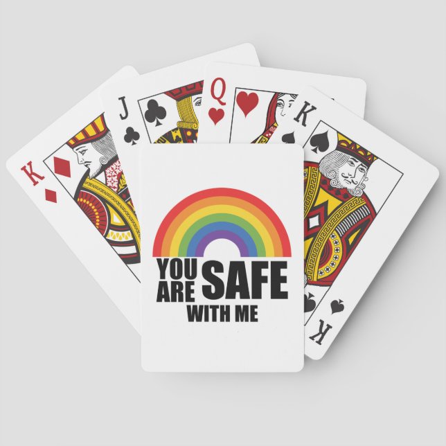 You Are Safe With Me LGBTQ Rainbow Pride  Playing Cards (Back)