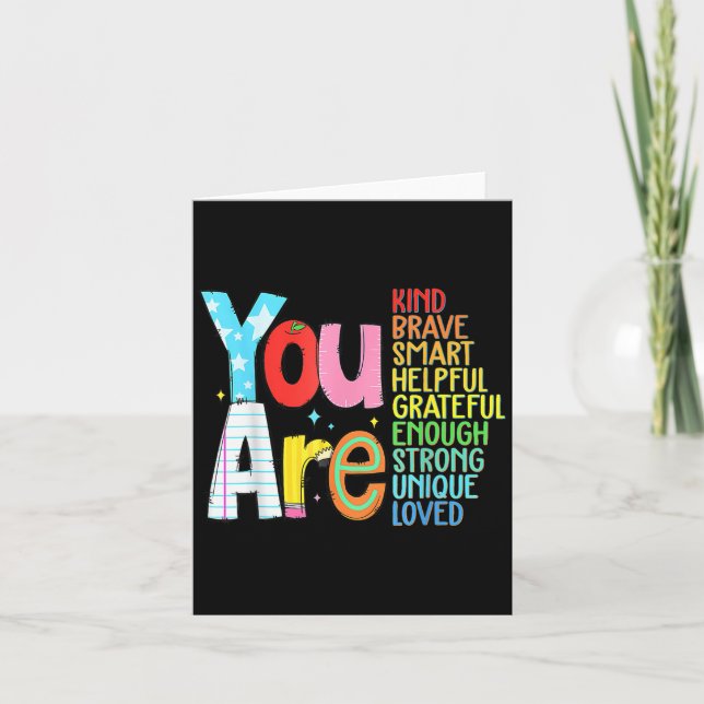 You Are Smart Brave Strong Kind Loved Motivation T Card (Front)