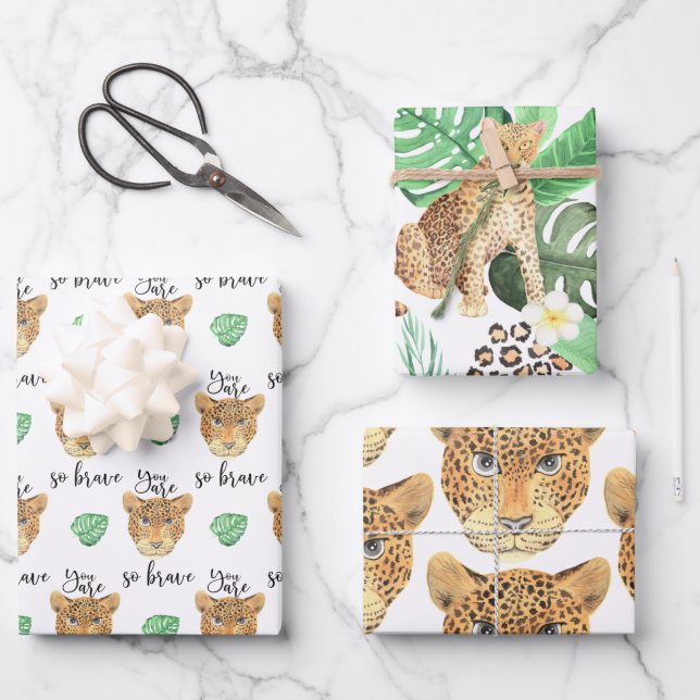 You Are So Brave Leopard Wrapping Paper Sheets (Front)