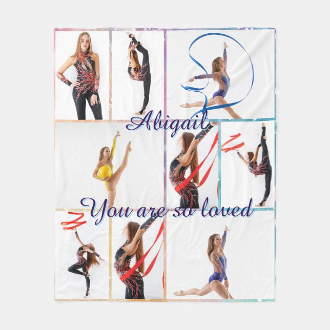 You Are So Loved 9 Picture Photo Collage & Name Fleece Blanket (Front)