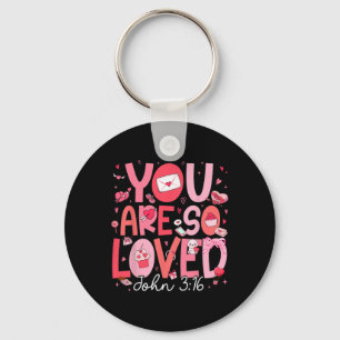 You Are So Loved Christian Valentine Bow Faith God Keychain