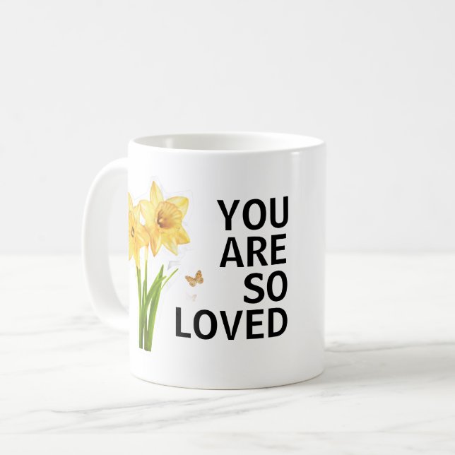 You Are So Loved Floral Christian Coffee Mug (Front Left)
