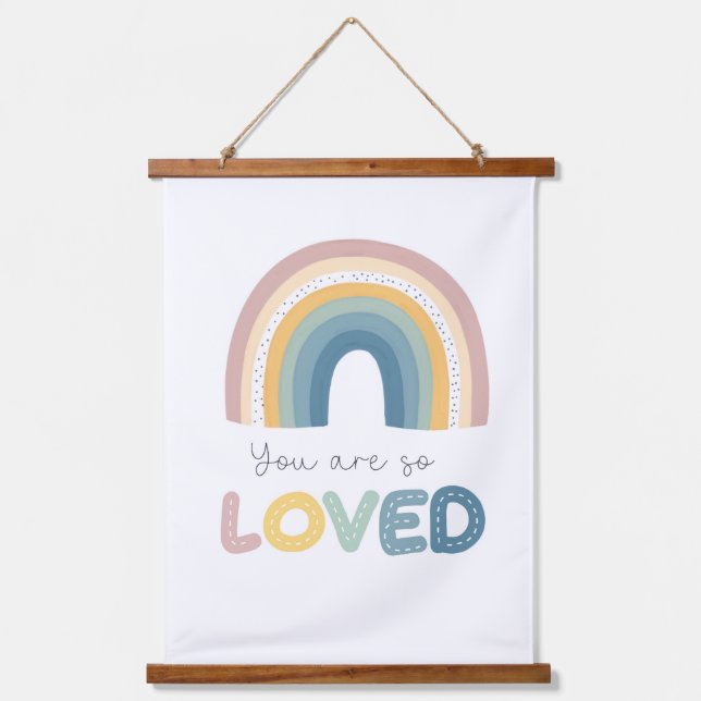 You are so loved Rainbow Baby Nursery  Hanging Tapestry (Front)