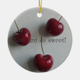 You Are So Sweet Cherry Ceramic Ornament