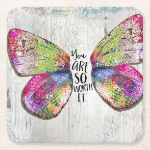 You Are So Worth It Square Paper Coaster
