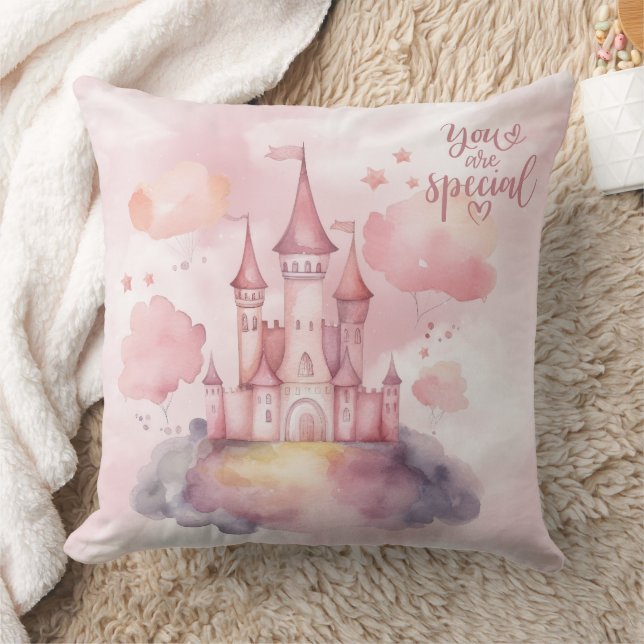 You are Special Palace in the Pink CloudBurp Cloth Throw Pillow (Blanket)