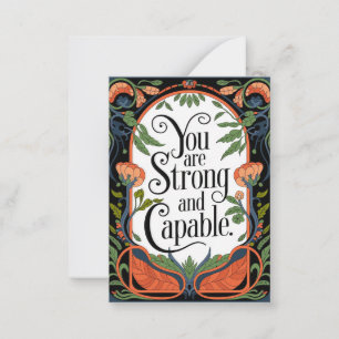 You Are Strong and Capable Inspirational Quote  Card