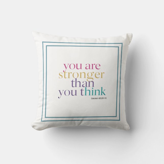 You Are Stronger Than You Think: Isaiah 40:29-31  Throw Pillow (Front)