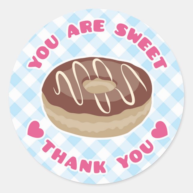 You Are Sweet Chocolate Doughnut Thank You Sticker (Front)