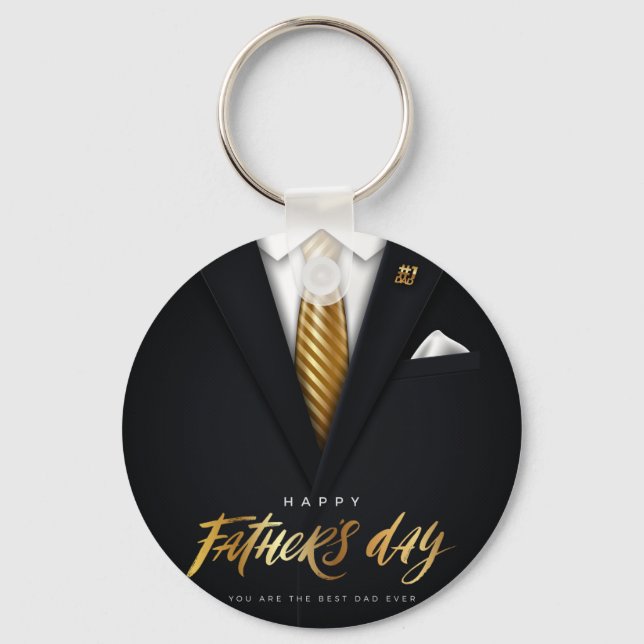 You Are the Best Dad Ever Black Gold Father's Day Keychain (Front)