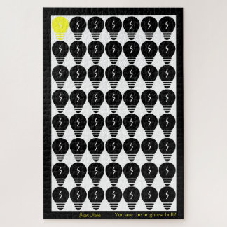 You Are the Brightest Bulb Customizable: Black 003 Jigsaw Puzzle