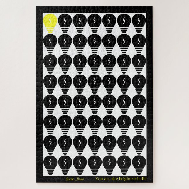 You Are the Brightest Bulb Customizable: Black 003 Jigsaw Puzzle (Vertical)