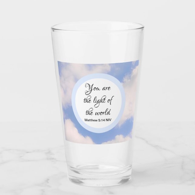You are the Light of the World Bible Verse Blue Glass (Front)