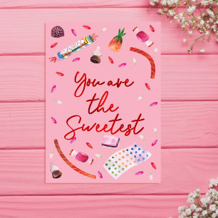 You are the Sweetest l Red & Pink Valentine Holiday Card
