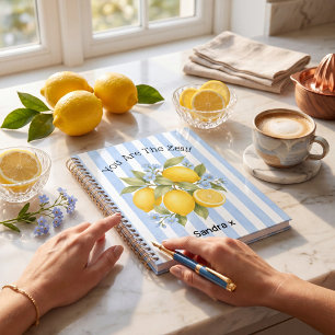 You Are The Zest Lemon Floral Stripe Design Notebook