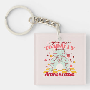 "You Are Toadally Awesome"   Cute Frog Pun Keychain