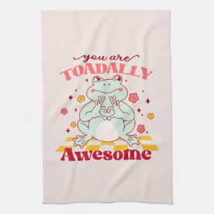 "You Are Toadally Awesome"   Cute Frog Pun Kitchen Towel