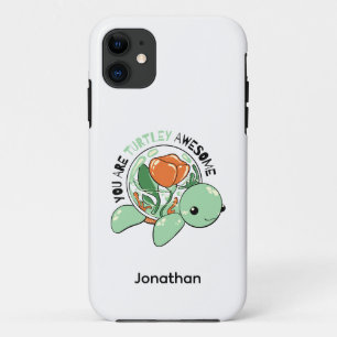You Are Turtley Awesome Flower Succulent Turtle  iPhone 11 Case