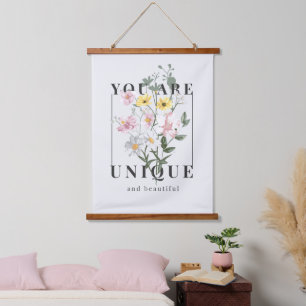 You are Unique Floral Slogan Hanging Tapestry