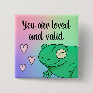 You Are Valid Happy Cute Supportive Rainbow Frog 2 Inch Square Button