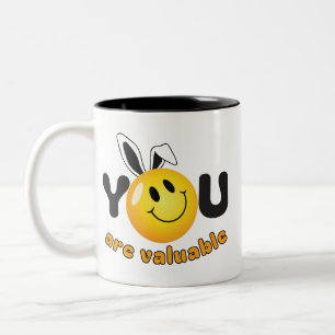 You Are Valuable Motivational Art - Cute Heart  Two-Tone Coffee Mug