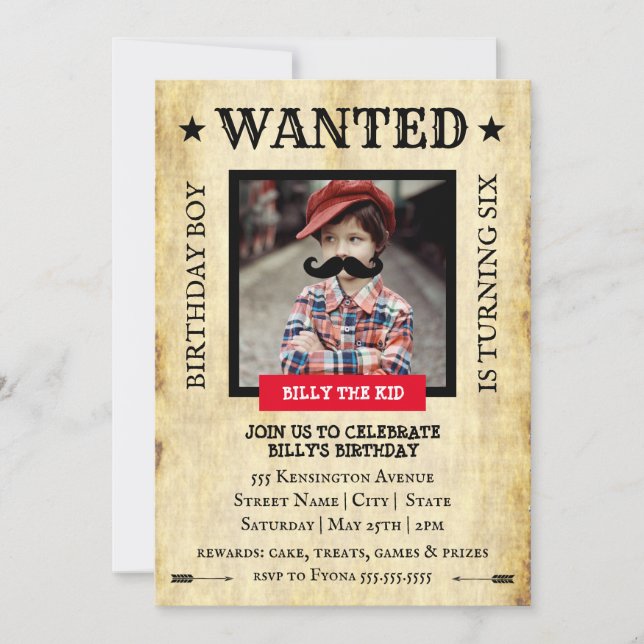 "YOU ARE WANTED" Western Style | Birthday Party Invitation (Front)