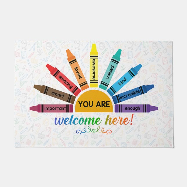You Are Welcome Here Mat, Crayons Doormat (Front)