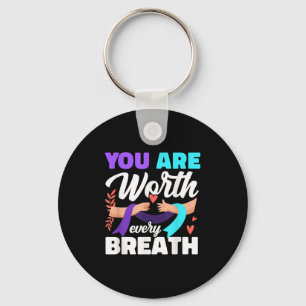 You Are Worth Every Breath Depression Awareness  Keychain