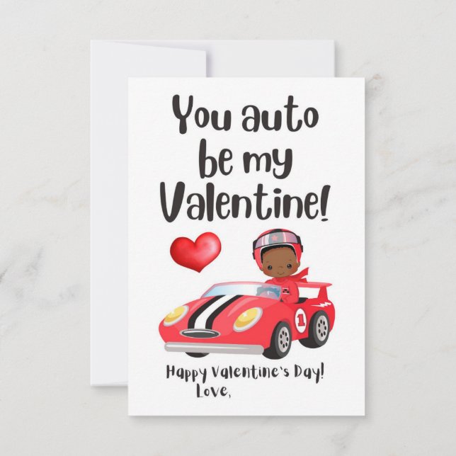 You Auto Be My Valentine Class Card (Back)